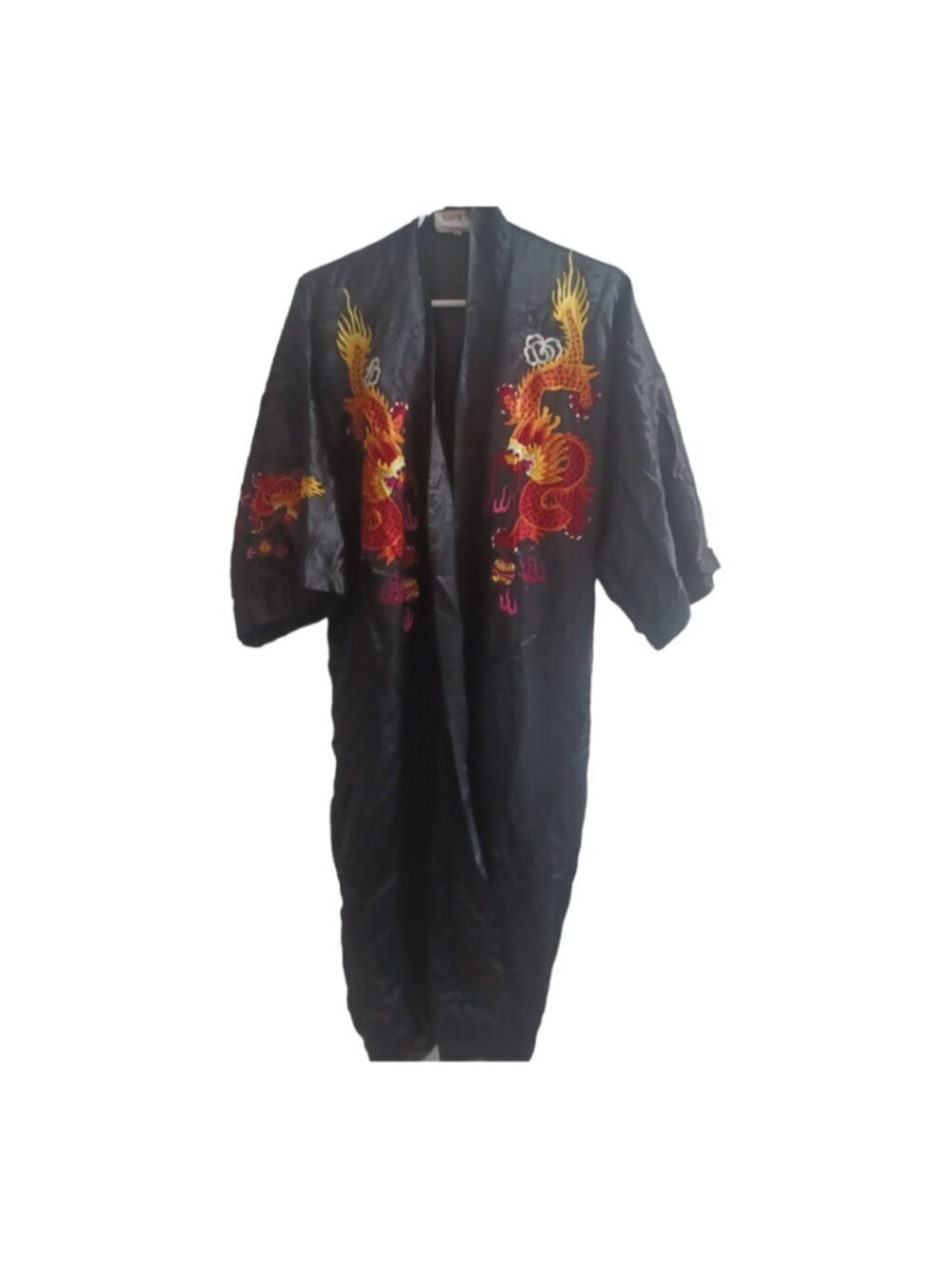 Vintage silk embroidered dragon robe L